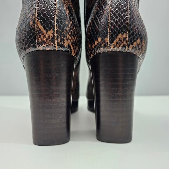 NEW Donald Pliner Zelda Ankle Bootie Size 8.5 Brown Snake Print Leather Chelsea - Picture 9 of 15